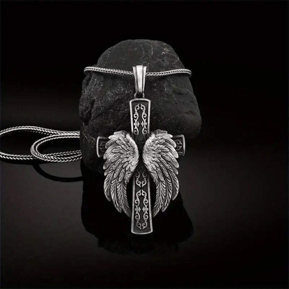 Angel Wings Stainless Steel Unisex Pendant Necklace - Picture 4 of 6
